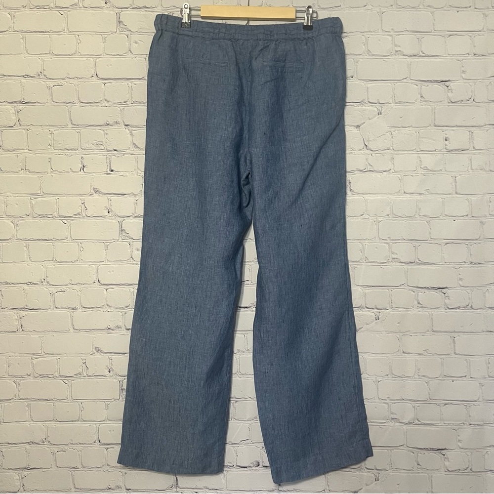 Charter Club 100% Linen Straight Leg Pants Sz Large Pull-on Elastic Waist Beach - Picture 5 of 8